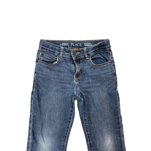 Place Jeans Kids 8 Blue Straight‎ Stretch Adjustable Waistband Denim - Picture 2 of 7